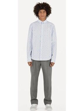 Louis Vuitton Light Blue Monogram Print Button-Up Shirt
